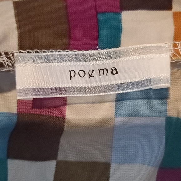 Poema Checkered V Neck Blouse - Picture 4 of 5